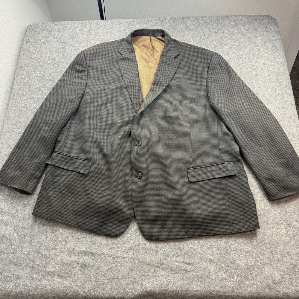 Oak Hill Blazer Mens 58 60R 4XL Gray Houndstooth Sport Coat Jacket Stretch
